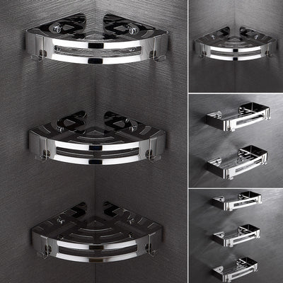 Space-saving corner shelf for the bathroom, perfect for organizing toiletries and bathroom essentials