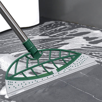 Flexible silicone broom and squeegee for easy floor cleaning, great for pet owners and everyday use